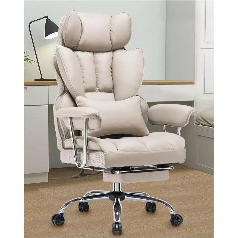 Office Chair 400LBS, Tall Office Chair, PU Leather Computer Chair, Executive Chair (with leg rest and lumbar support) - MarvelouStoree