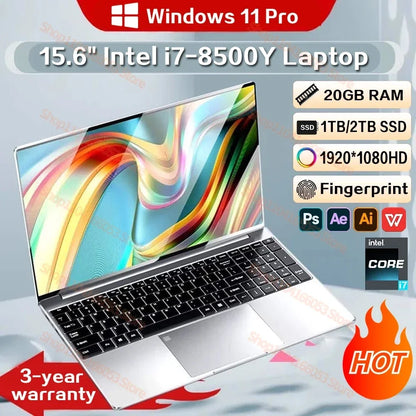 Original 15.6 Inch Windows 11Pro Laptop Notebook Intel Core i7 8500Y 20GB RAM 1TB SSD Office Computer PC Fingerprint Unlock