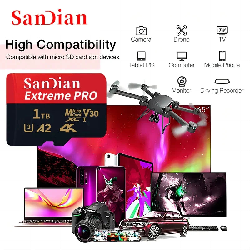 Original SD Card 1TB Large Capacity Memory Cards 256GB Micro Mini TF Card 512GB High Speed Flash Card for PC/Desktop/Mac/Cameras