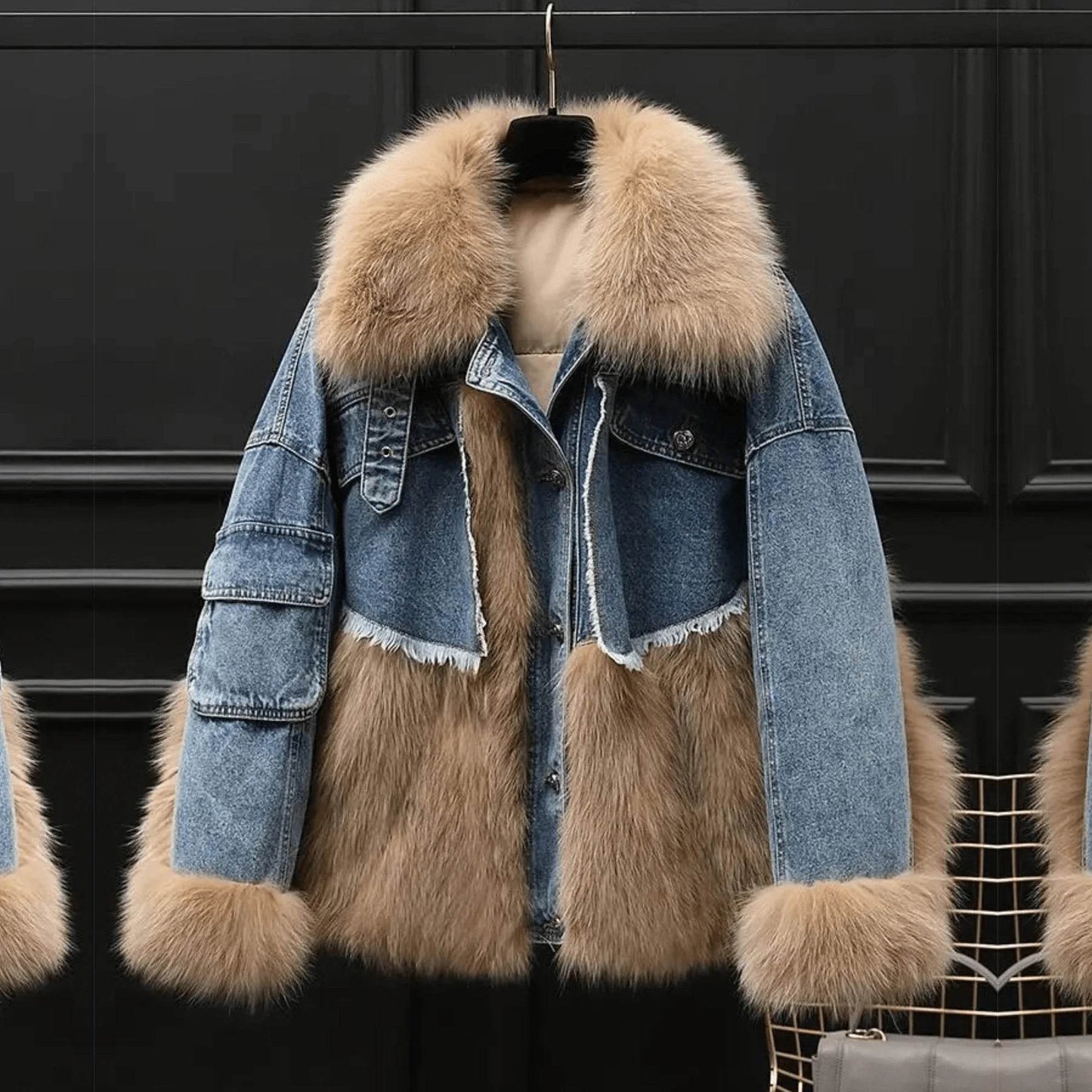 Faux Fur Denim Coat - MarvelouStoree