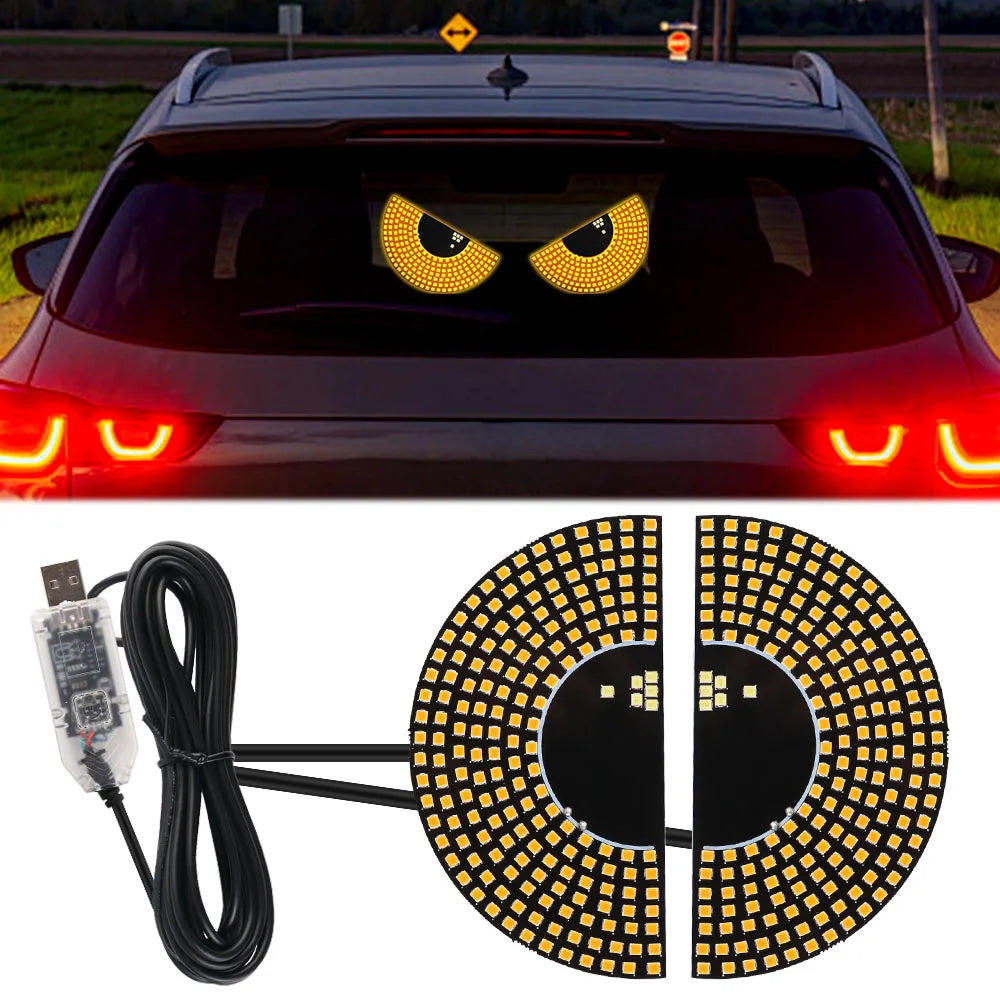 Marveloustoree Panel Eyes Light Flashing LED Decoration Light LED Signal Lights Car Windshield Glow Flexible LED For Car Windshield USB