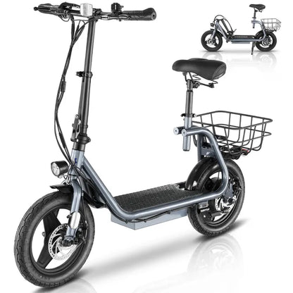 Peak 560W Electric Scooter with Seat 14" Tire, 30 Miles Ranges 20MPH Max Speed, Foldable Electric Scooter for Adults 300 LBS