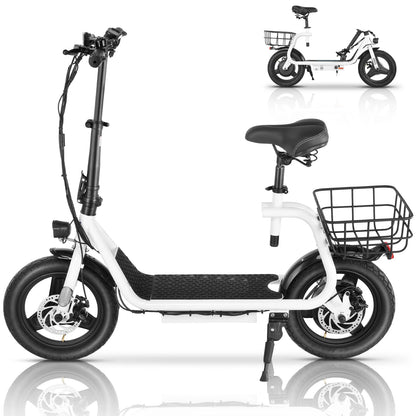 Peak 560W Electric Scooter with Seat 14" Tire, 30 Miles Ranges 20MPH Max Speed, Foldable Electric Scooter for Adults 300 LBS