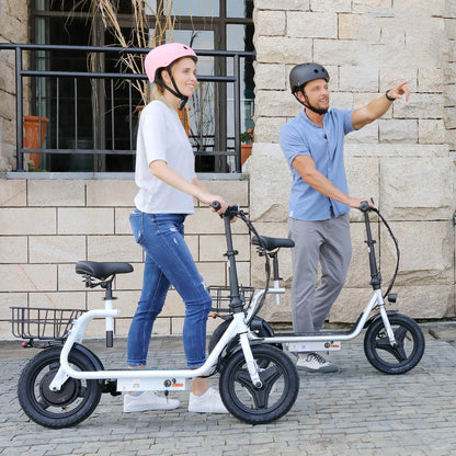 Peak 560W Electric Scooter with Seat 14" Tire, 30 Miles Ranges 20MPH Max Speed, Foldable Electric Scooter for Adults 300 LBS