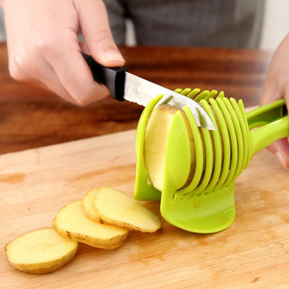 Plastic Potato Slicer Tomato Cutter Tool Shreadders Lemon Cutting Holder Cooking Tools Kitchen Accessories