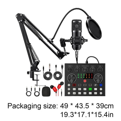 Podcast Equipment Bundle with BM800 Microphone V8 Sound Card Audio Condenser Mic for Recording Broadcasting Live Streaming - MarvelouStoree