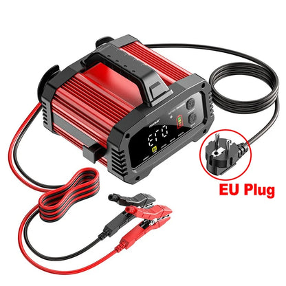 Portable 25A/15A Smart Car Battery Charger for 12V-24V Motorcycle Lead Acid AGM GEL LiFePo4 Batteries Car Booster Pulse Repair