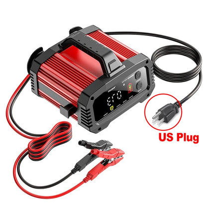 Portable 25A/15A Smart Car Battery Charger for 12V-24V Motorcycle Lead Acid AGM GEL LiFePo4 Batteries Car Booster Pulse Repair