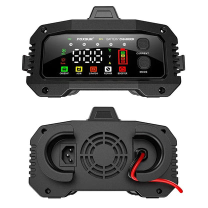 Portable 25A/15A Smart Car Battery Charger for 12V-24V Motorcycle Lead Acid AGM GEL LiFePo4 Batteries Car Booster Pulse Repair