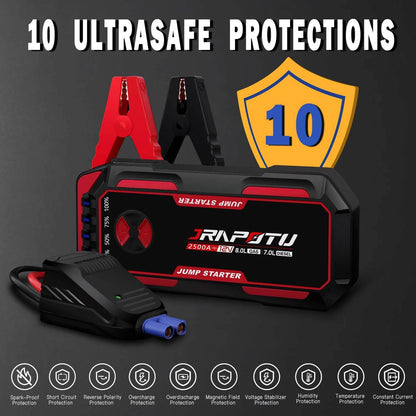 Portable Car Jump Starter, 2500A Peak Battery Jumper Starter Portable, Jump Box for Car Battery, 12V Portable Jump Starter for 8 - MarvelouStoree