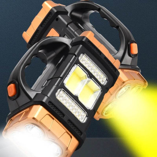 Portable Powerful Solar LED Flashlight With COB Work Lights USB Rechargeable Handheld 4 Lighting Modes Outdoor Solar Torch Light - MarvelouStoree