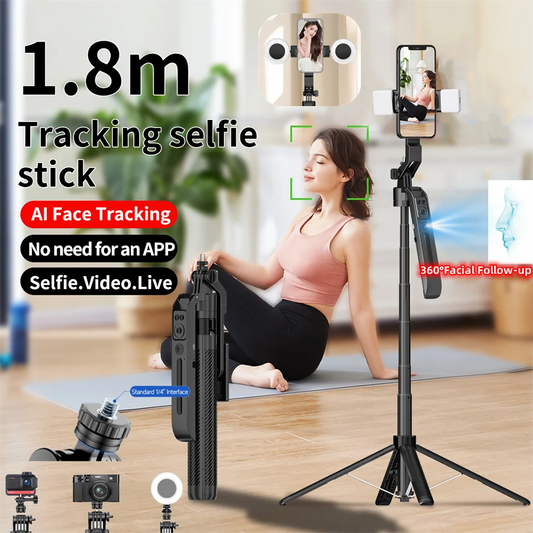 Marveloustoree Portable ai selfie tripod wireless remote control Stabilizer 360 ° rotation Facial tracking for video recording and live streaming