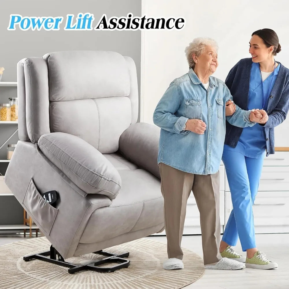 Power Lift Recliner Chair, Oversized Electric Reclining Lift Assist Sofa for Living Room & Bedroom, USB Port, Infinite Position