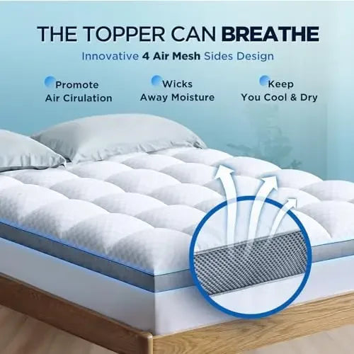 Premium Memory Foam Mattress Topper Full for Ultra Comfort, 2" Plush Pillow Top Full Mattress Topper with Breathable Air Mesh