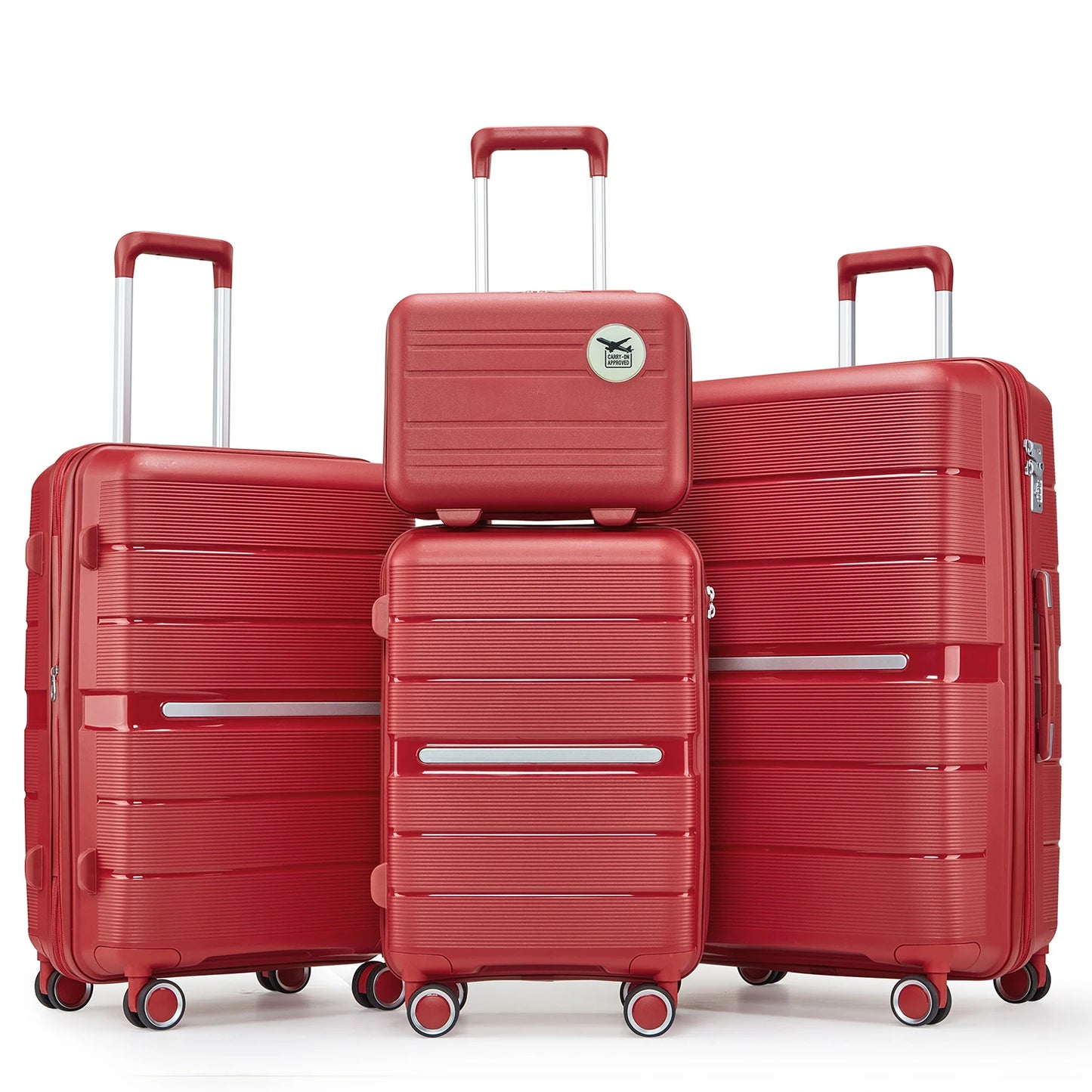 Premium Unisex Suitcase 4 Piece(14/20/24/28)Durable & Stylish Travel Companion with Lock ideal for Daily Use,Boarding,red