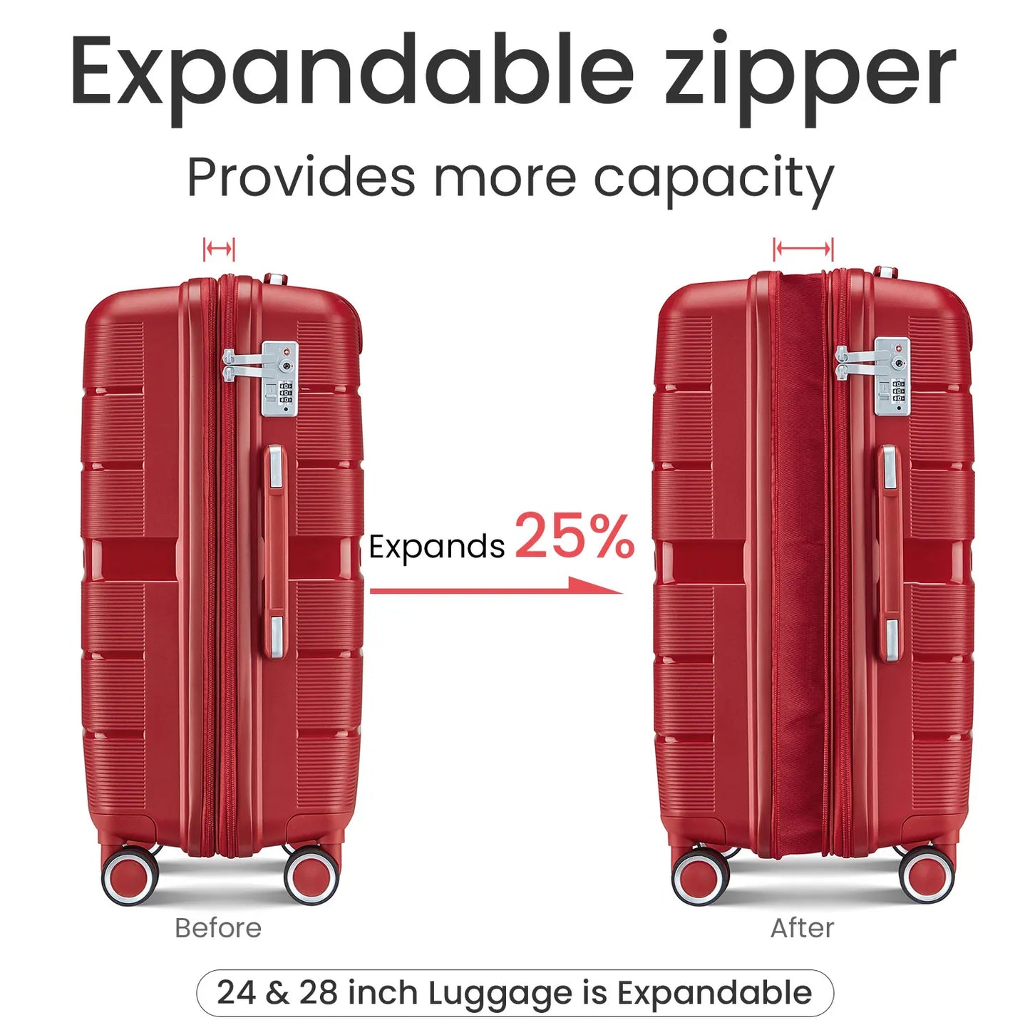 Premium Unisex Suitcase 4 Piece(14/20/24/28)Durable & Stylish Travel Companion with Lock ideal for Daily Use,Boarding,red