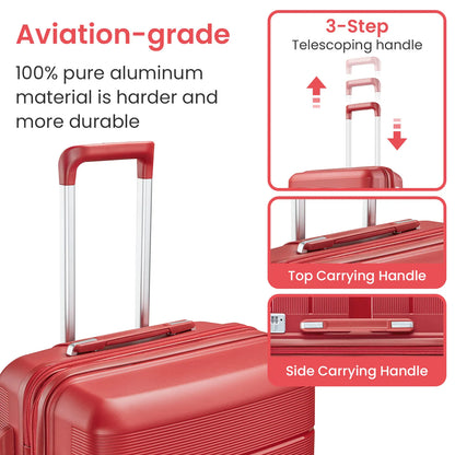 Premium Unisex Suitcase 4 Piece(14/20/24/28)Durable & Stylish Travel Companion with Lock ideal for Daily Use,Boarding,red