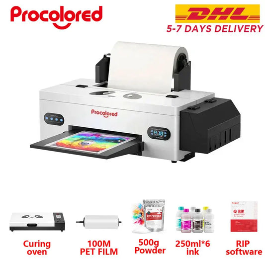 Procolored DTF Transfer Printer A3+ L1800 DTF Printer T Shirt Printing Machine With Curing Oven for Clothes Hoodies Jeans