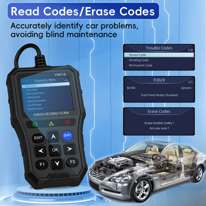 Professional OBD2 Scanner Diagnostic Tool Check Engine Light Vehicle Code Reader Car Fault Code Scanner for All CAN OBDII Cars