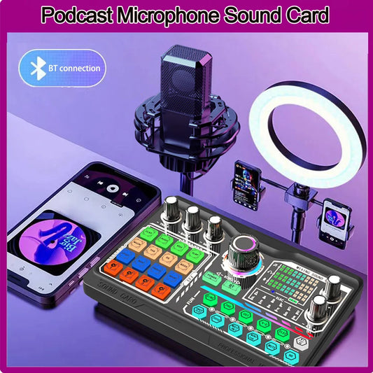 Professional Podcast Microphone SoundCard Kit for PC Smartphone Laptop Computer Vlog Recording Lives Streaming For YouTube