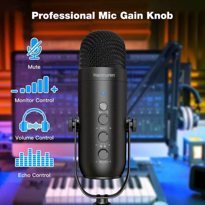 Professional USB Streaming Podcast PC Microphone Studio Cardioid Condenser Mic Kit with Boom Arm For Recording Twitch YouTube - MarvelouStoree