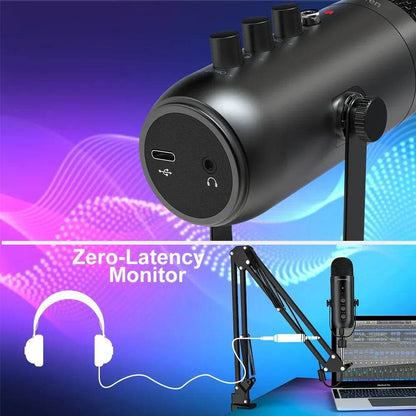 Professional USB Streaming Podcast PC Microphone Studio Cardioid Condenser Mic Kit with Boom Arm For Recording Twitch YouTube - MarvelouStoree