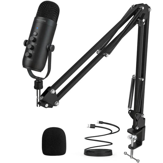 Professional USB Streaming Podcast PC Microphone Studio Cardioid Condenser Mic Kit with Boom Arm For Recording Twitch YouTube - MarvelouStoree