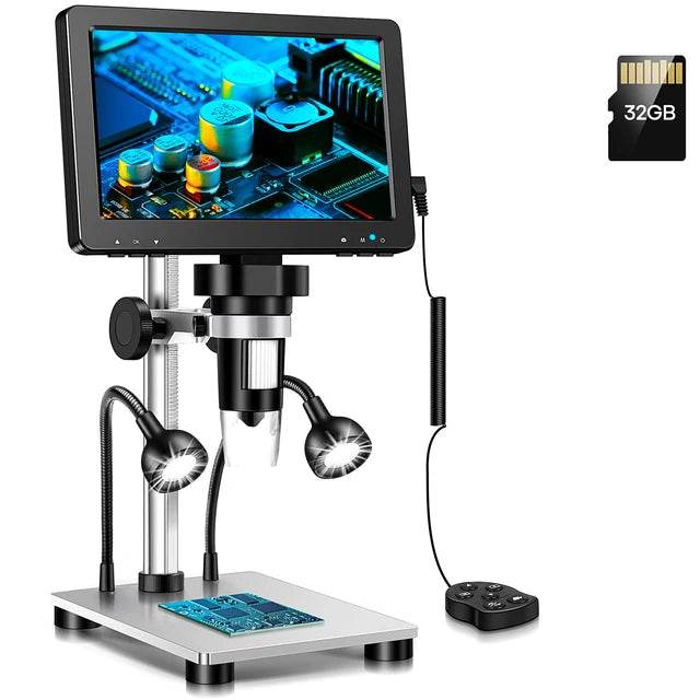 RIEVBCAU Digital Microscope 1200x Magnification HD USB Professional Electron Microscopios For Repairing With 10 LED Light - MarvelouStoree