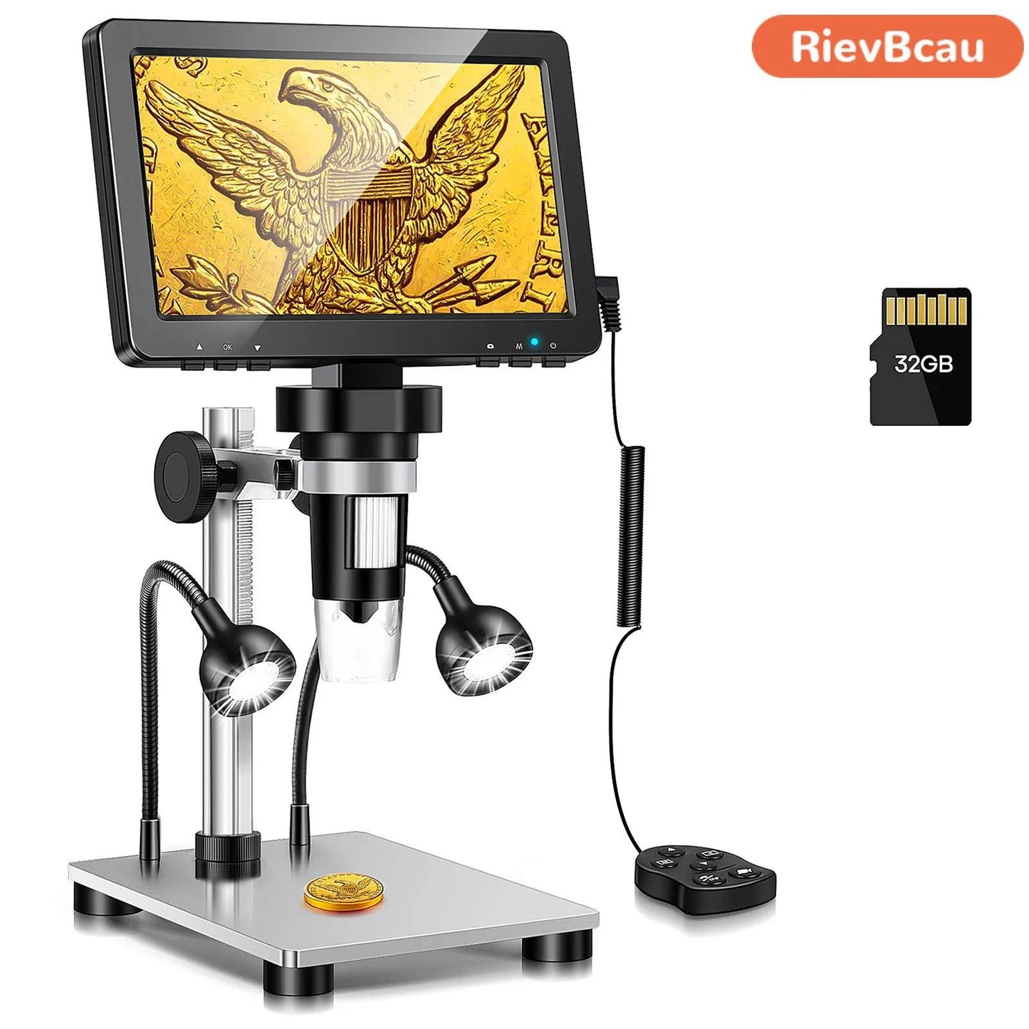 RIEVBCAU Digital Microscope 1200x Magnification HD USB Professional Electron Microscopios For Repairing With 10 LED Light - MarvelouStoree