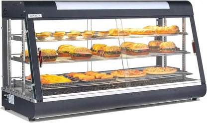 ROVSUN 26" Commercial Food Warmer Display Pizza Warmer, 3-Tier Electric Countertop Food Warmer w/LED Lighting Adjustable