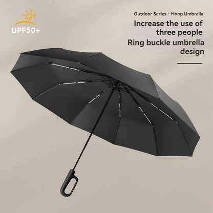 Ring Buckle Design 20 Rib Fully Automatic Umbrella for Men Folding Extra Large Strong Strong WOMEN'S Sunshade Double Umbrella - MarvelouStoree