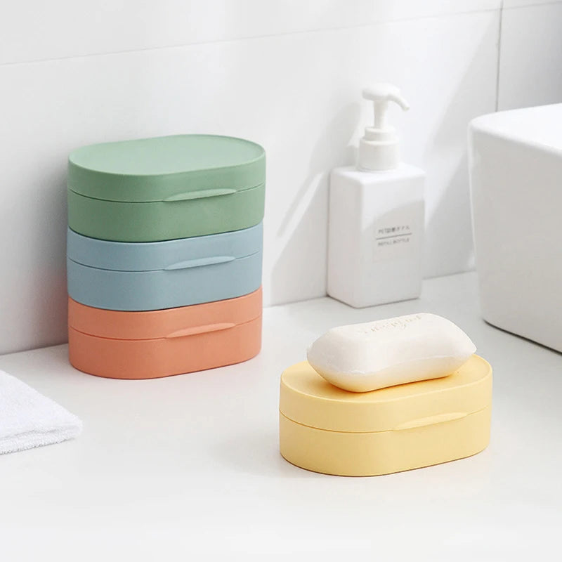 Round Travel Soap Box Portable Soap Dishes Tray with Lid Waterproof Sealed Soap Container for Bathroom Shower Bathroom Gadgets