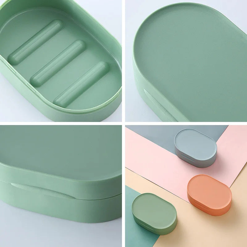 Round Travel Soap Box Portable Soap Dishes Tray with Lid Waterproof Sealed Soap Container for Bathroom Shower Bathroom Gadgets