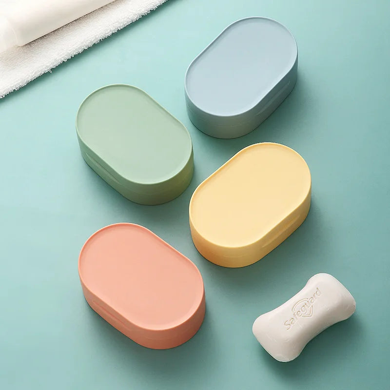 Round Travel Soap Box Portable Soap Dishes Tray with Lid Waterproof Sealed Soap Container for Bathroom Shower Bathroom Gadgets