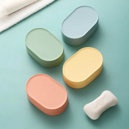 Round Travel Soap Box Portable Soap Dishes Tray with Lid Waterproof Sealed Soap Container for Bathroom Shower Bathroom Gadgets