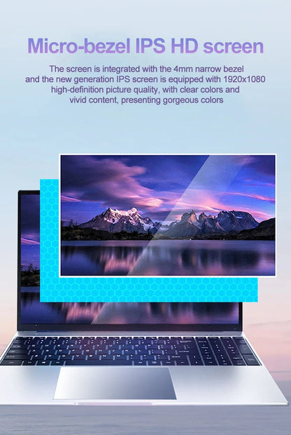 15.6 inch Portable laptop Intel N3700 16GB RAM+2048GB ROM Narrow Bezel Screen PC Windows 11 Office Entertainment Laptop