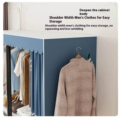 Cloth Wardrobe Foldable Steel Frame Simple Durable RentalRoom Storage Closet Locker Bedroom Furniture Installation-Free Wardrobe - MarvelouStoree