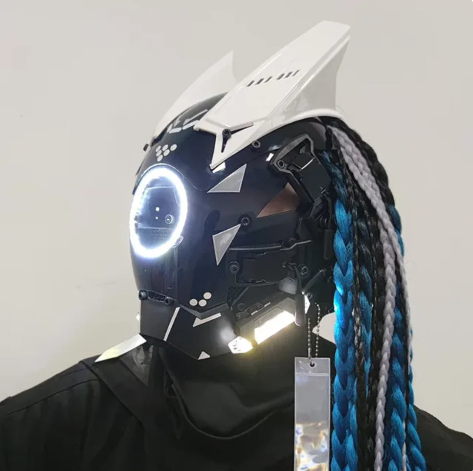 Cyberpunk Mask Led Lighting Cosplay Helmet Halloween Christmas Gift Music Festival Party For Adults