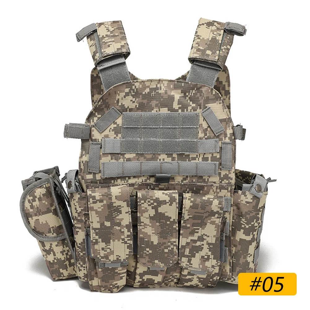 6094 Tactical Vest Nylon Gear Body Armor Combat Army CS Gear Hunting Plate Airsoft Wargame Pouch Camouflage Plate Carrier Vest - MarvelouStoree