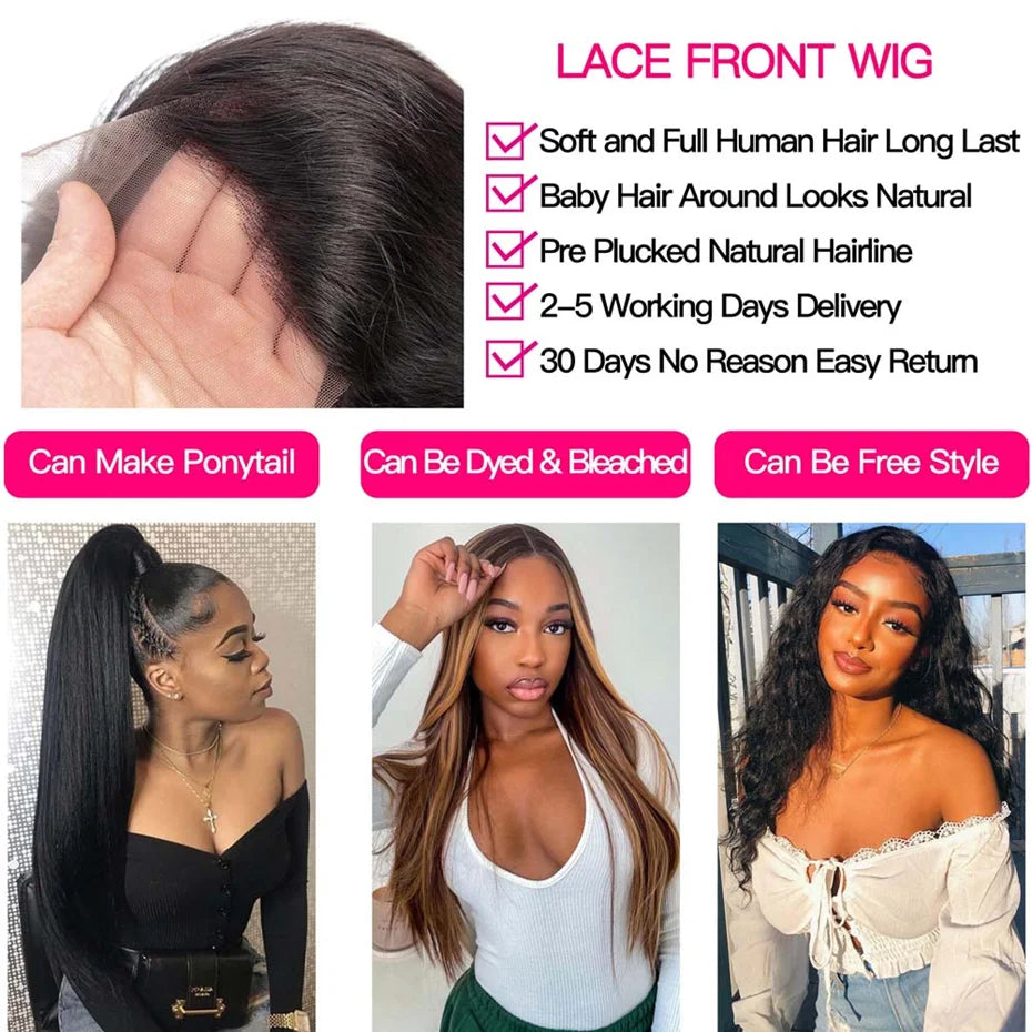 Ready to Wear Glueless Wig Straight 13x6 Transparent Lace Frontal Wig 30 34inches Human Hair Bone Straight 6x4 Lace Frontal Wigs