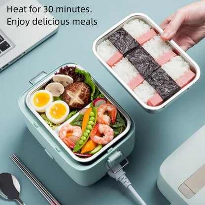 Bear Double-layer Electric Heating Lunch Box Portable Small Bento Heat Food Quickly Steamed Rice Cooked Vegetables Working Meal