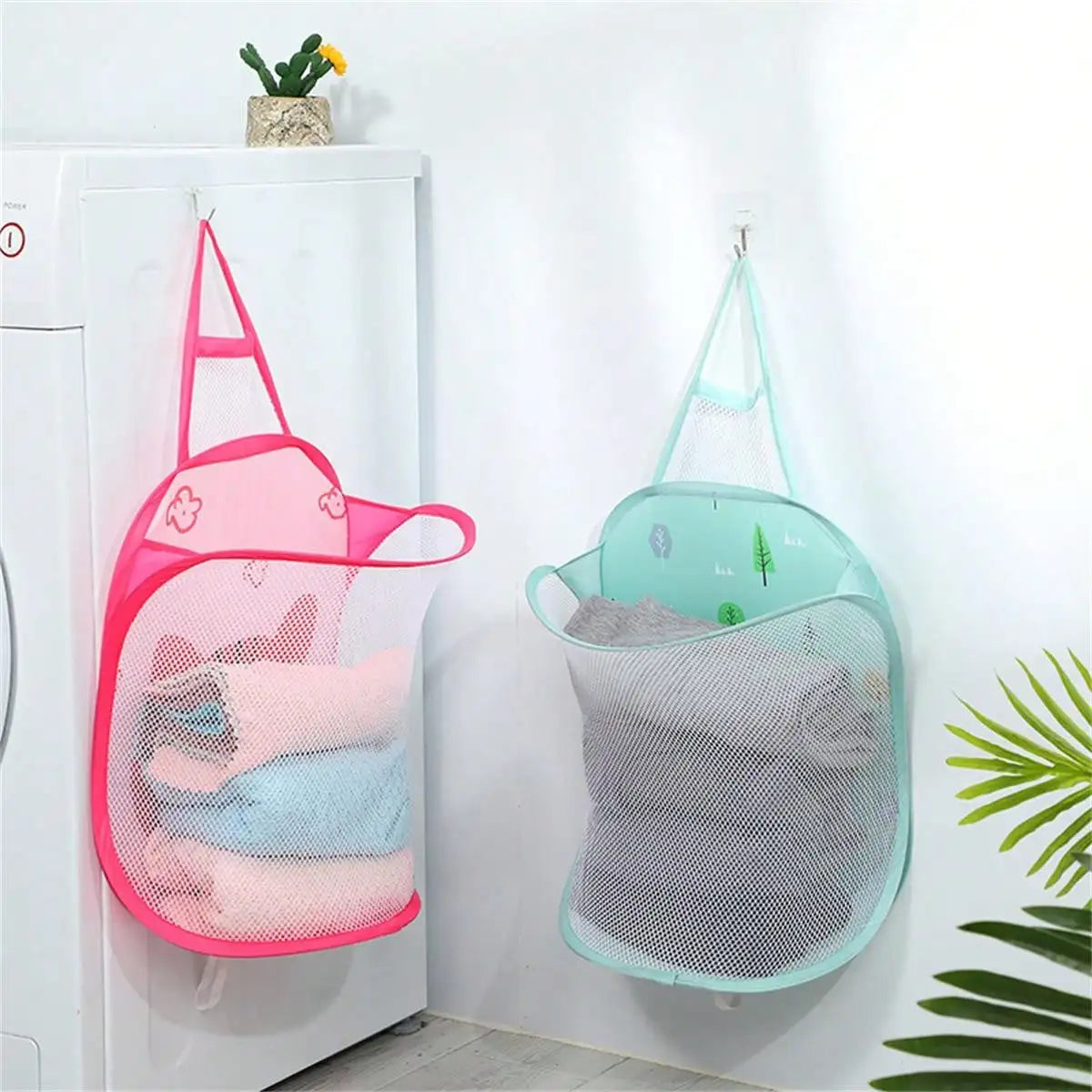 Portable Mesh Pop Up Laundry Hamper Wide Opening Breathable Collapsible Space-Saving Laundry Basket Dorm Travel Bathroom Items