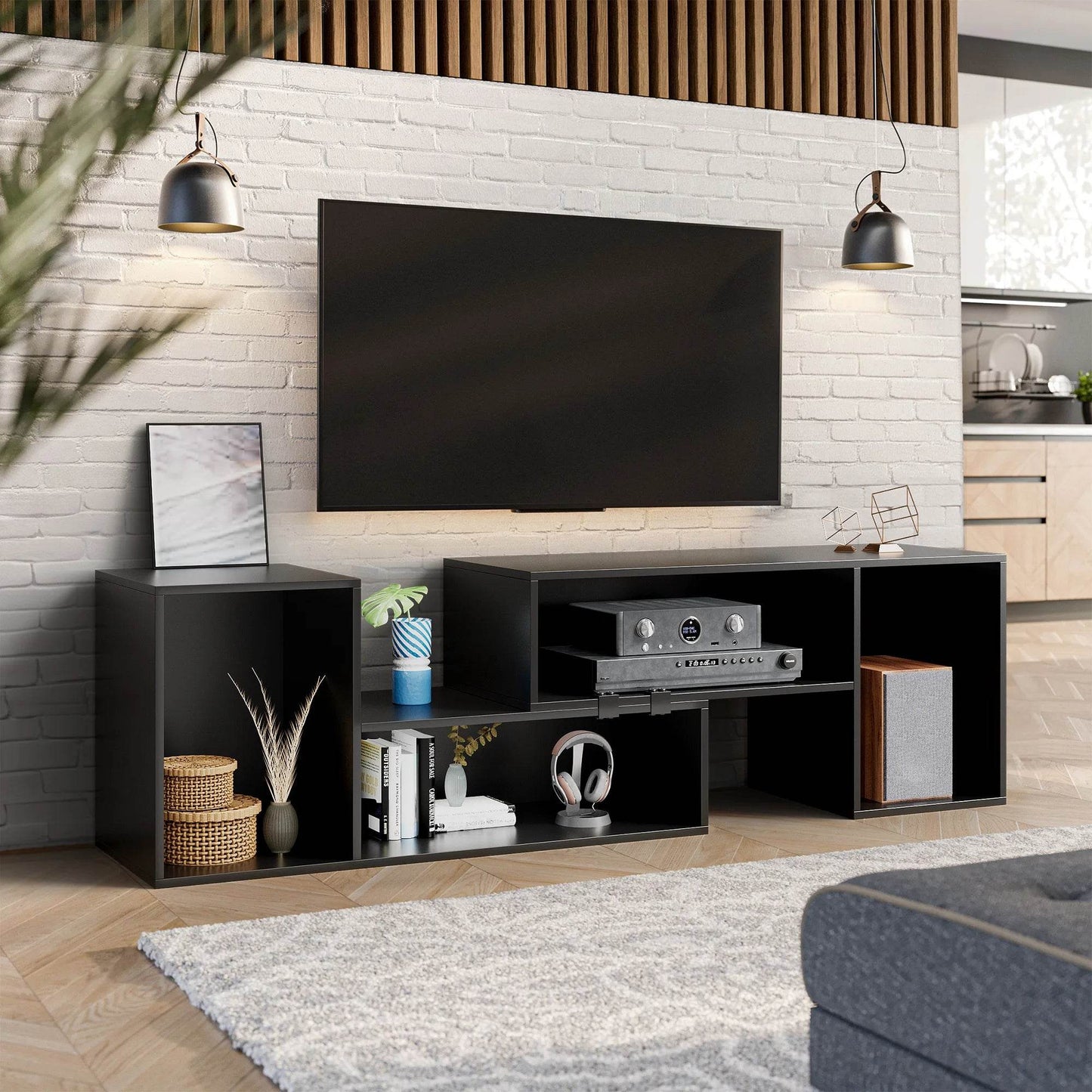 Deformable TV Stand with LED Lights for 65/70/75 inch TVs Entertainment Center - MarvelouStoree