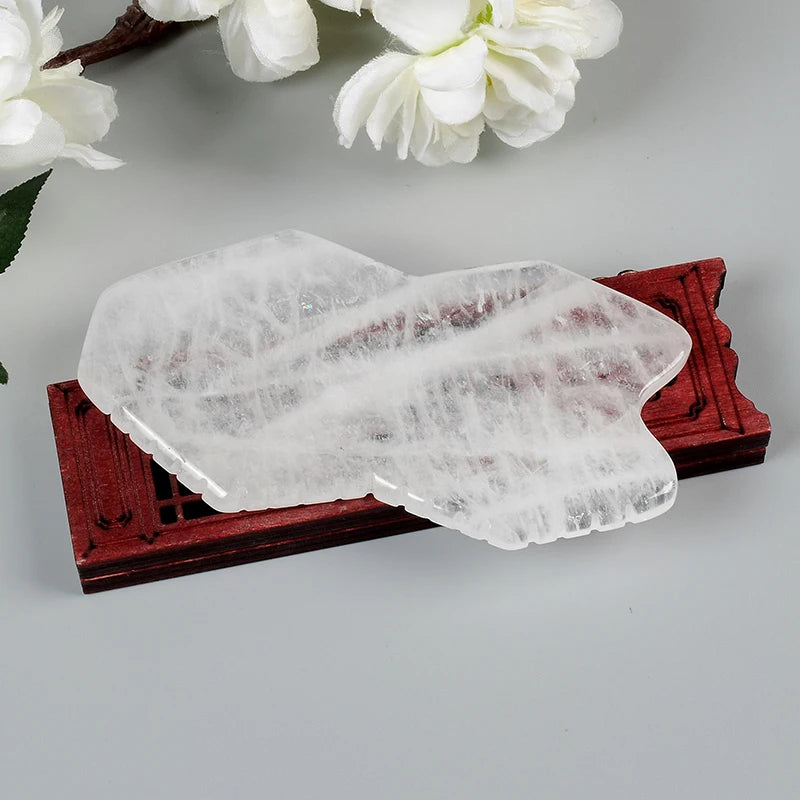 New Comb Shite Crystal Gua Sha Tool Natural Stone Body Massage Health Care Tools SPA Scraping Multifunction Massager Head Face