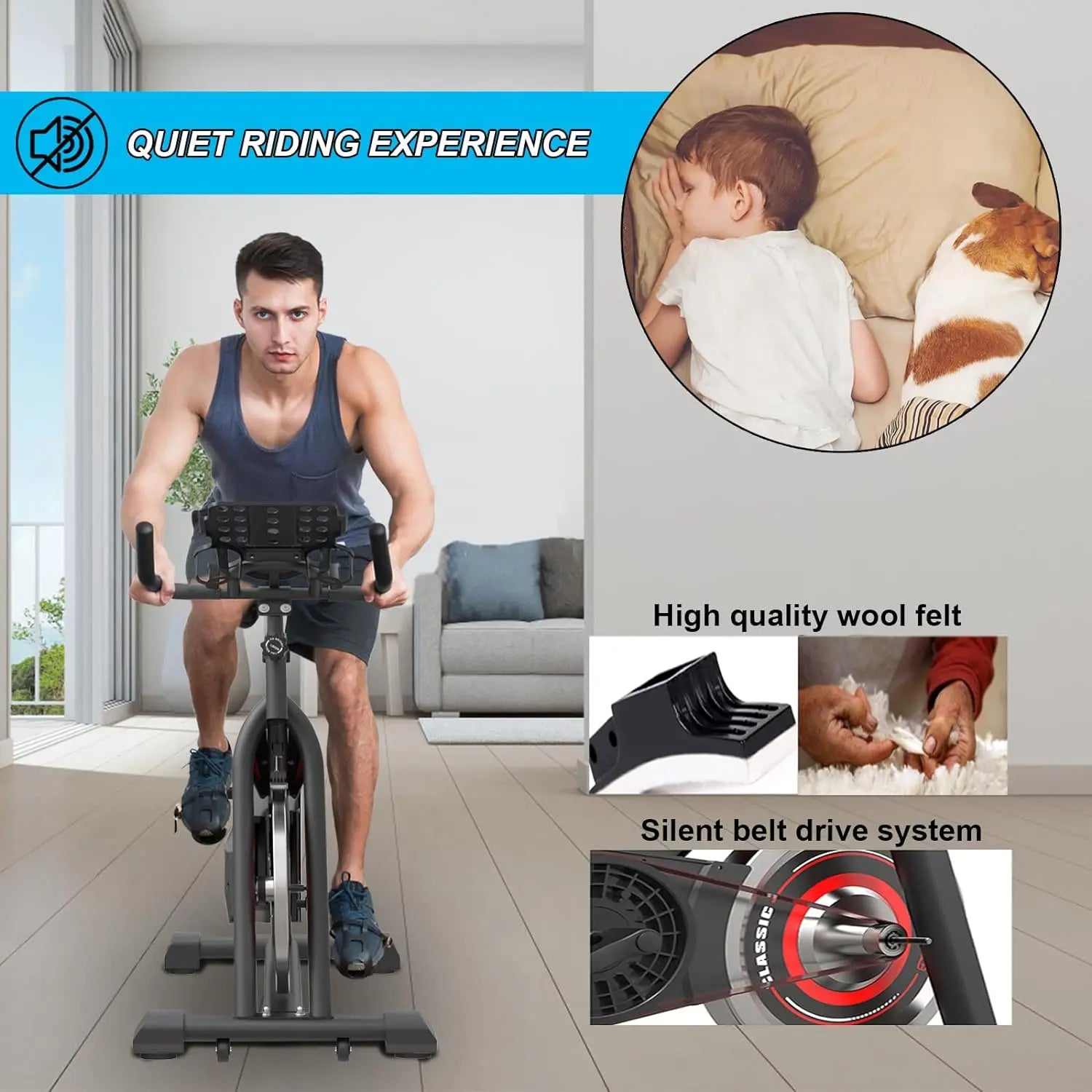 Exercise Bike for Home Indoor Cycling Bike for Home Cardio Gym,Workout Bike with Ipad Mount & LCD Monitor,Silent Belt Drive