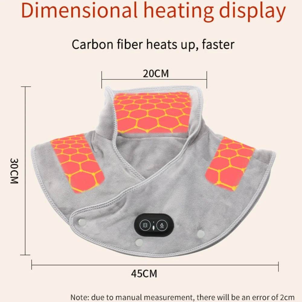 Electric Heating Shoulder Neck Pad Cervical Wrap Three Gear Thermal Compress Massager Vibration Shawl Warm Back Tool Relax Brace - MarvelouStoree