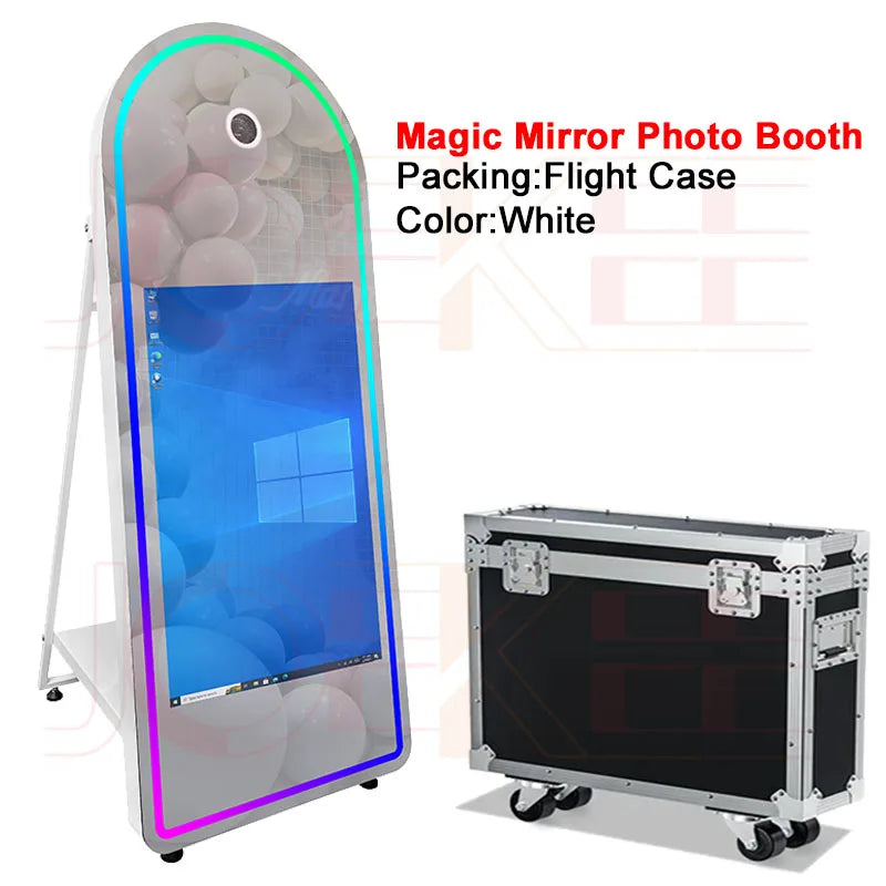 DSLR Photo Booth 32" Selfie Touch Screen Machine Magic Mirror Photo Booth for Party Wedding Events Christmas With Flight Case