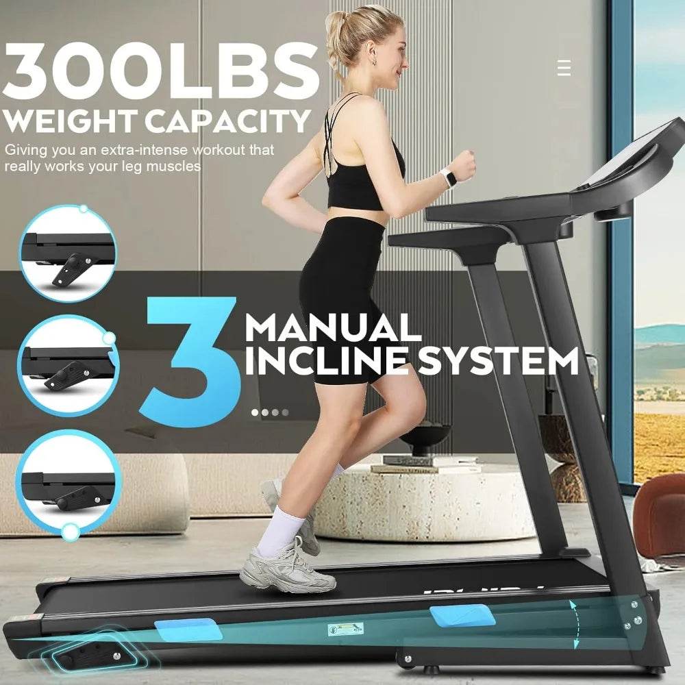 3.25HP Treadmill with Incline for Home, 300lb Capacity Foldable Shock Absorbent/Smart App/36 Preset Programs/18 x51 Running Belt - MarvelouStoree