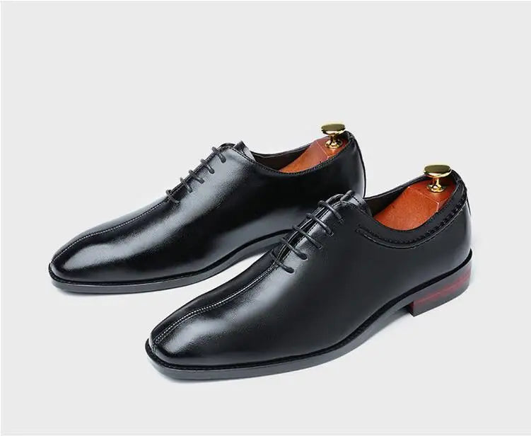 Man Classic Business Shoes Microfiber Leather Square Toe Lace-up Dress Office Flats For Men Fashion Wedding Party Oxfords