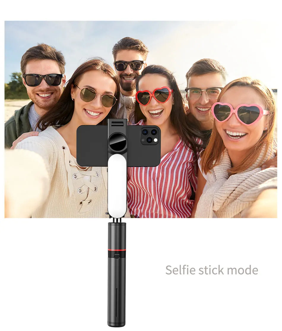 Selfie Stick Tripod with 3 Colors Fill Light Foldable Tripod with Bluetooth Wireless Remote for Xiaomi iPhone Samsung Smartphone